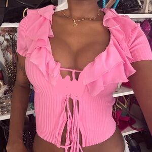 Zara Pink Ruffled Top
